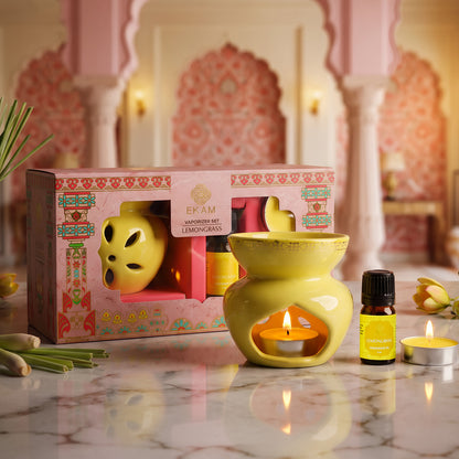 Lemongrass Scented 5 ml Vaporizer Set | Festive Pink Haveli Collection, 2025-26