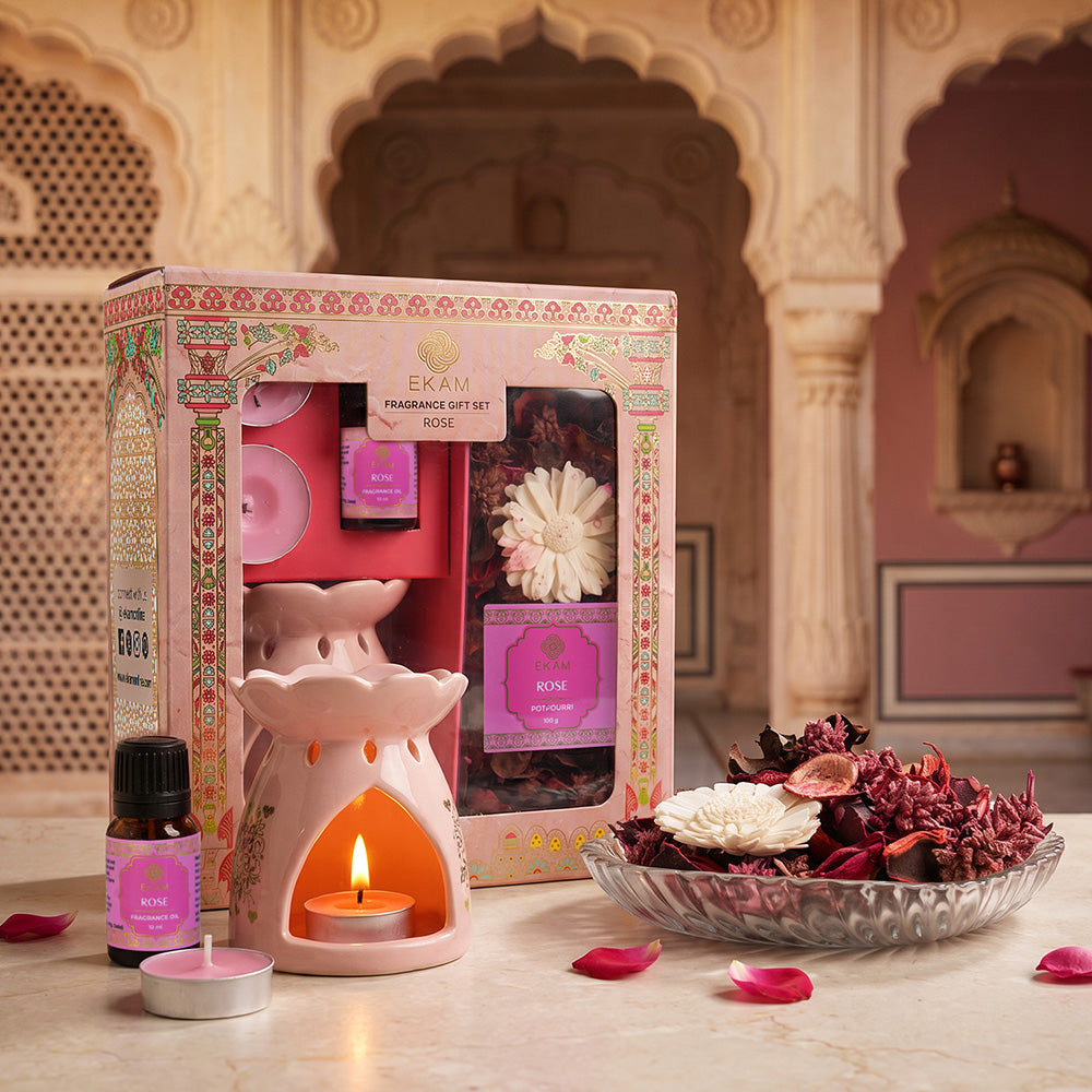 Rose Scented Fragrance Gift Set Box| Festive Pink Haveli Collection, 2025-26
