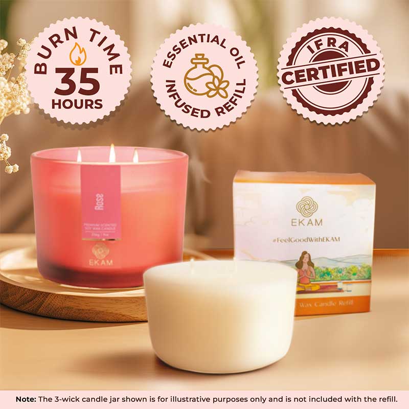 Rose Scented 3 Wick Refill Candle
