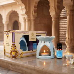 Mogra Scented 10 ml Aroma Oil Warmer Set | Festive Stone Palace Collection, 2025-26