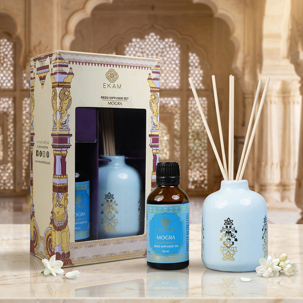 Mogra Reed Diffuser Gift Set| Festive Stone Palace Collection, 2025-26
