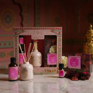 Rose Scented Reed Diffuser & Potpourri Gift Set| Festive Pink Haveli Collection, 2025-26