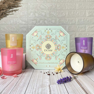 Pack of 4 Shot Glass Scented Candles – Mahogany, Lavender, Rose, Vanilla