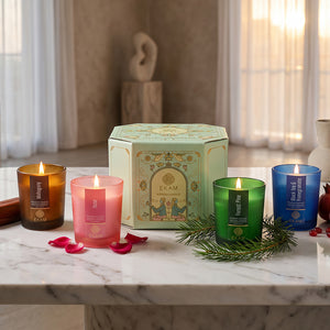 4 Pack Candles Gift Set| Black Tea & Pomegranate, Sweet Pea, Forest Pine, Mahogany