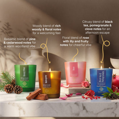 4 Pack Candles Gift Set| Black Tea &amp; Pomegranate, Sweet Pea, Forest Pine, Mahogany