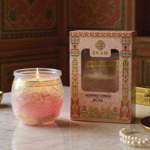 Rose Scented Jar Candle, 28.5 g | Festive Pink Haveli Collection, 2025-26