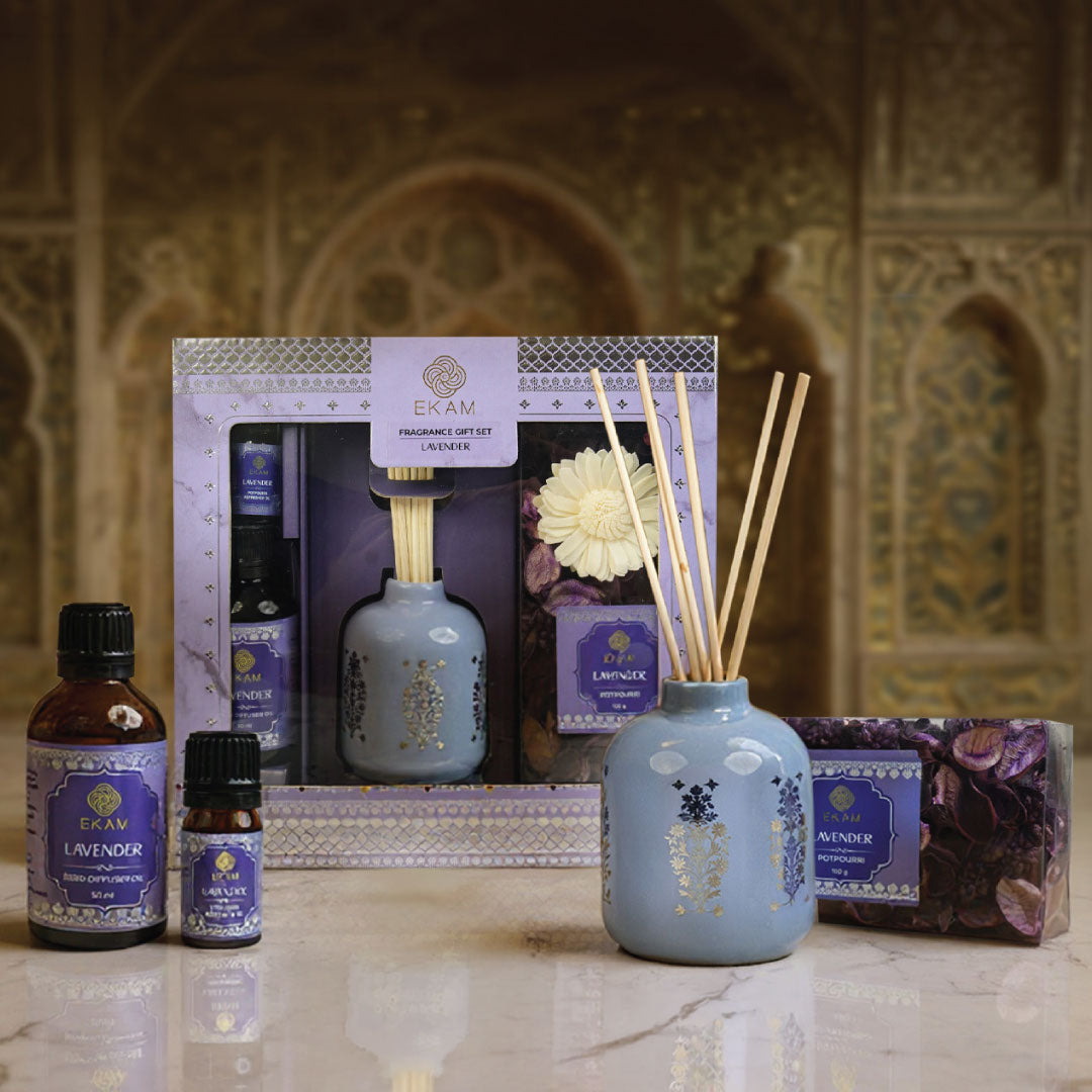 Lavender Scented Reed Diffuser &amp; Potpourri Gift Set| Festive Sheesh Mahal Collection, 2025-26