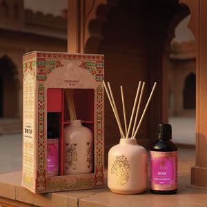 Rose Scented Reed Diffuser Gift Set| Festive Pink Haveli Collection, 2025-26