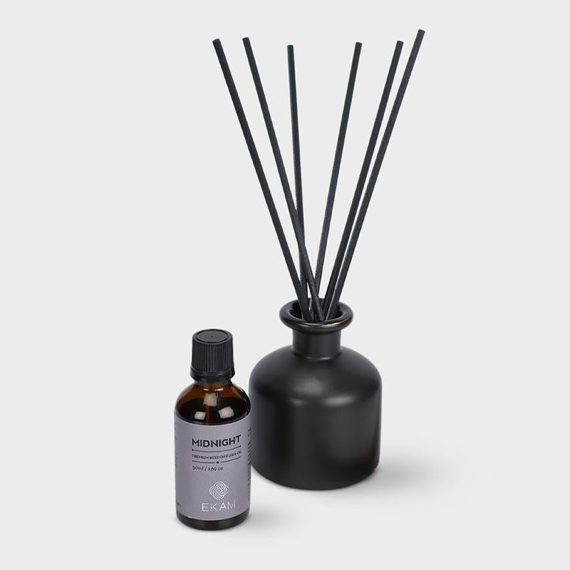 EKAM Midnight Premium Reed Diffuser Set, Manly Indulgence Series