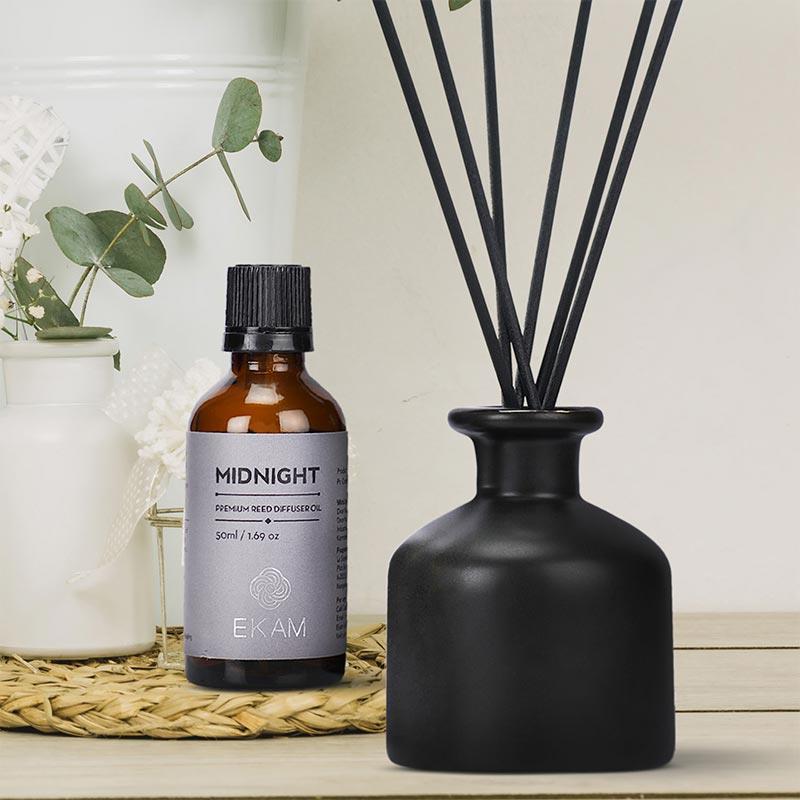 EKAM Midnight Premium Reed Diffuser Set, Manly Indulgence Series