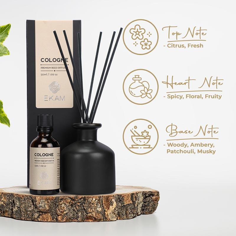 Cologne Premium Reed Diffuser Set, Manly Indulgence Series