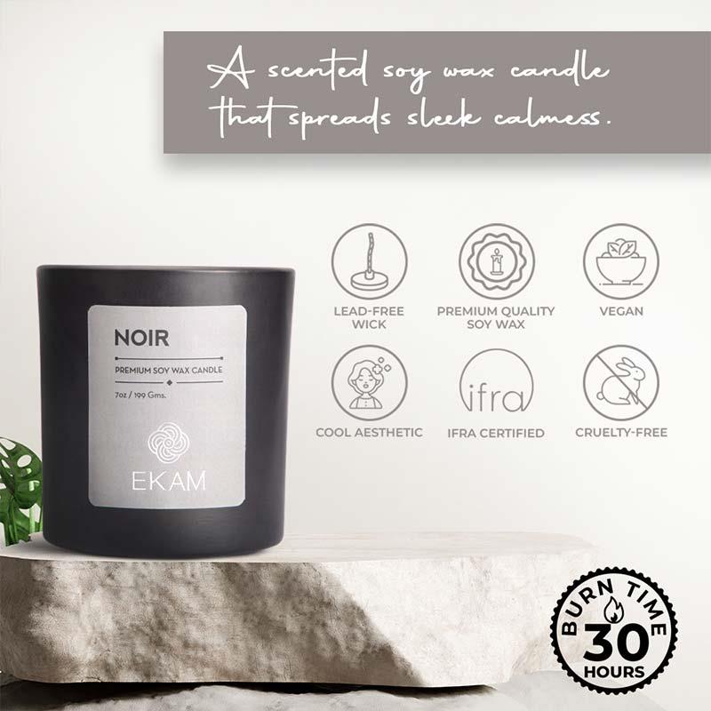 Noir Premium Soy Wax Candle, Manly Indulgence Series