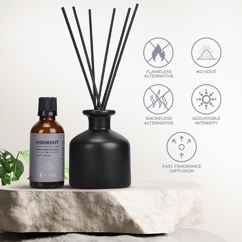 Midnight Premium Reed Diffuser Set, Manly Indulgence Series