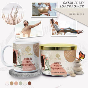 CALM IS MY SUPERPOWER SCENTED 3 WICK CANDLE  WITH A FREE PRINTED MUG