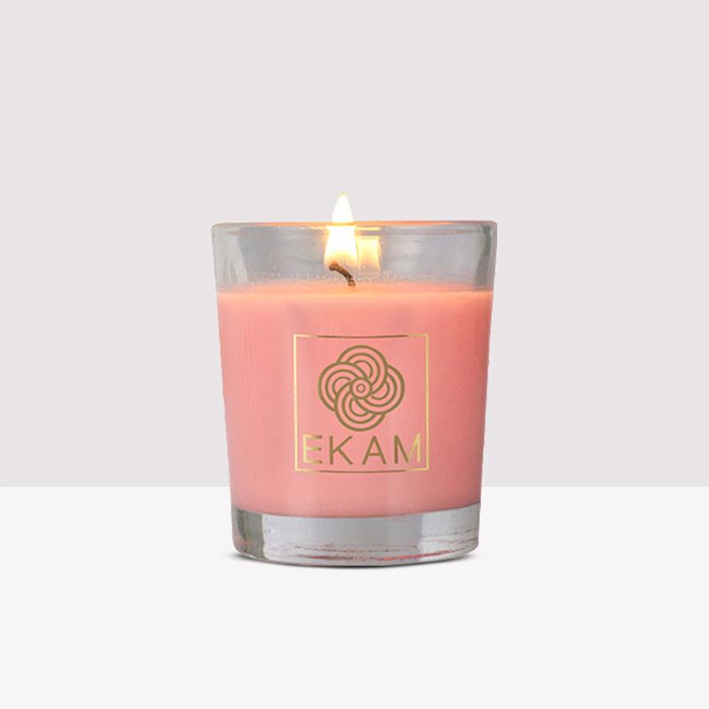 Pink Blush Pumpkin Shot Glass Scented Candle