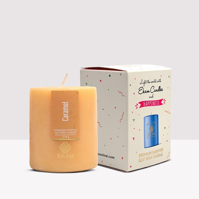 Caramel Pillar Scented Candle