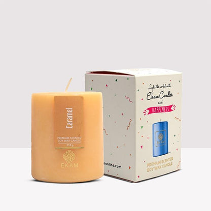 Caramel Pillar Scented Candle