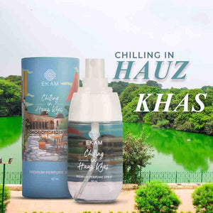 Pack of 4 Perfume Sprays-60 ml Chilling in Hauz Khas + 5 ml Destination Wedding in Udaipur, 5 ml Sightseeing in Barcelona, 5 ml Evenings in Santorini