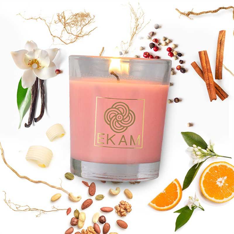 Pink Blush Pumpkin Shot Glass Scented Candle