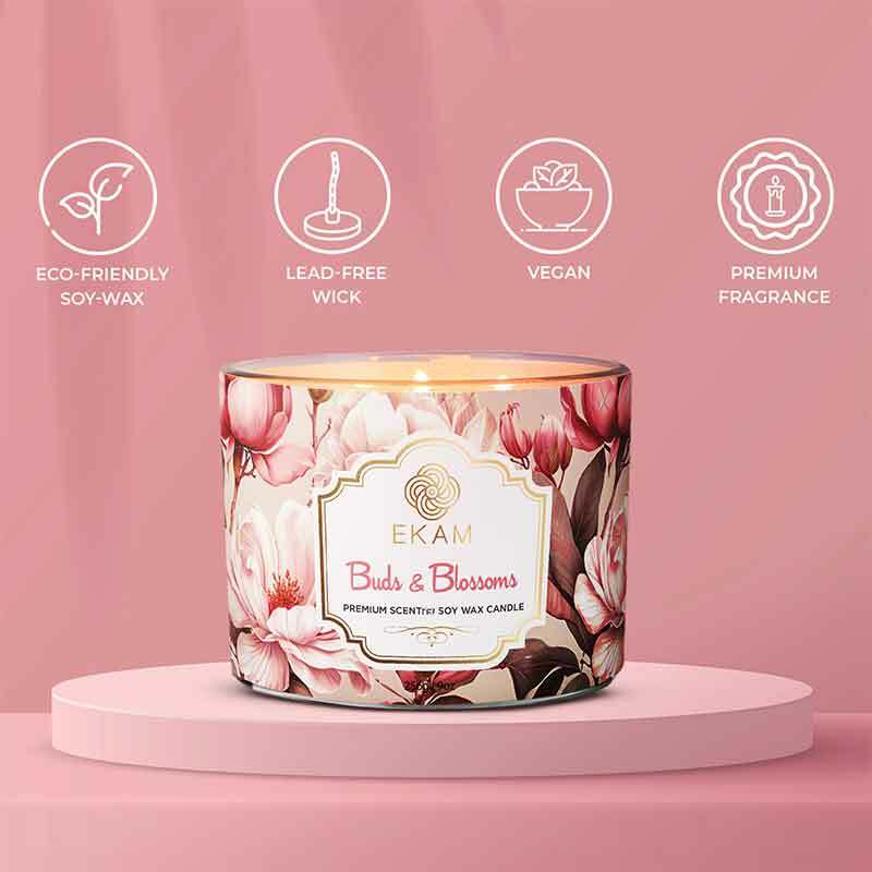 Buds &amp; Blossoms Scented 3 Wick Candle