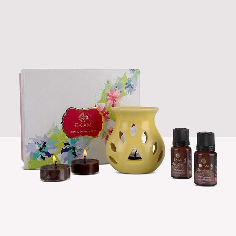 Mahogany Oil Warmer Set, Festive Collection