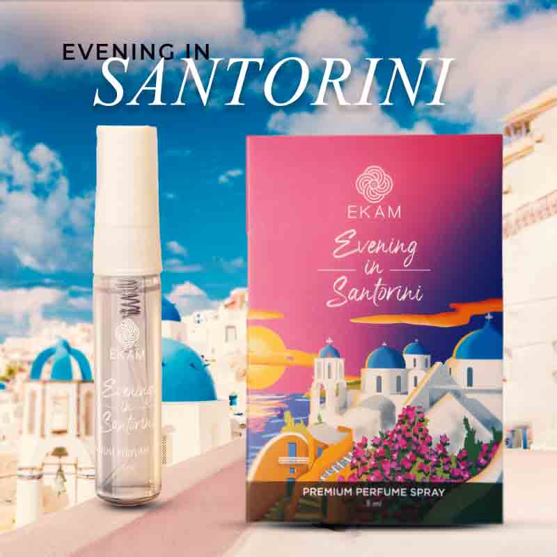 Pack of 4 Perfume Sprays-60 ml High Tea in London + 5 ml Destination Wedding in Udaipur, 5 ml Evenings in Santorini, 5 ml Sightseeing in Barcelona