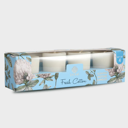 Fresh Cotton Votive Candles Set (4 Pack)
