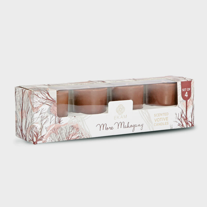 Mahogany Votive Candles Set (4 Pack)