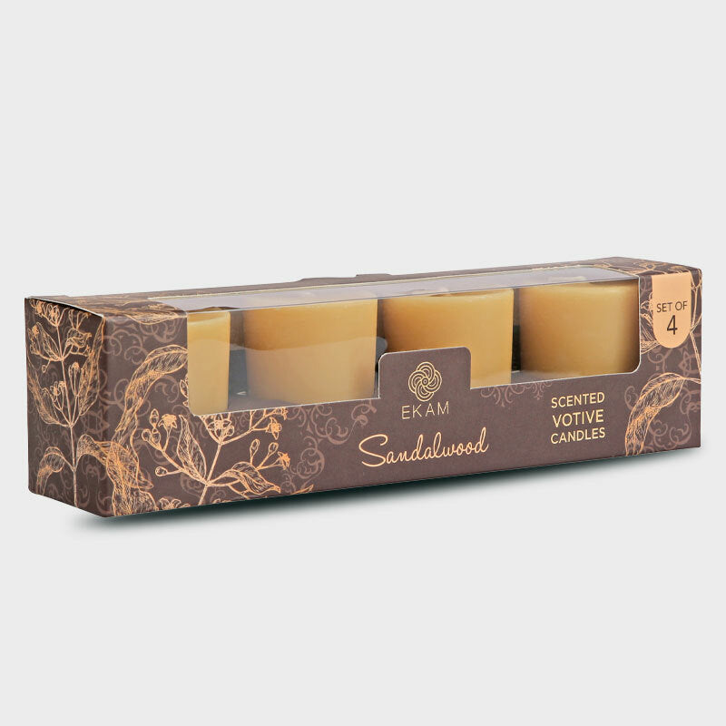 Sandalwood Votive Candles Set (4 Pack)