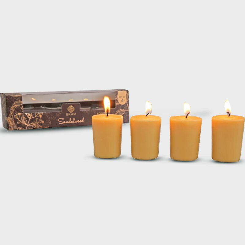 Sandalwood Votive Candles Set (4 Pack)