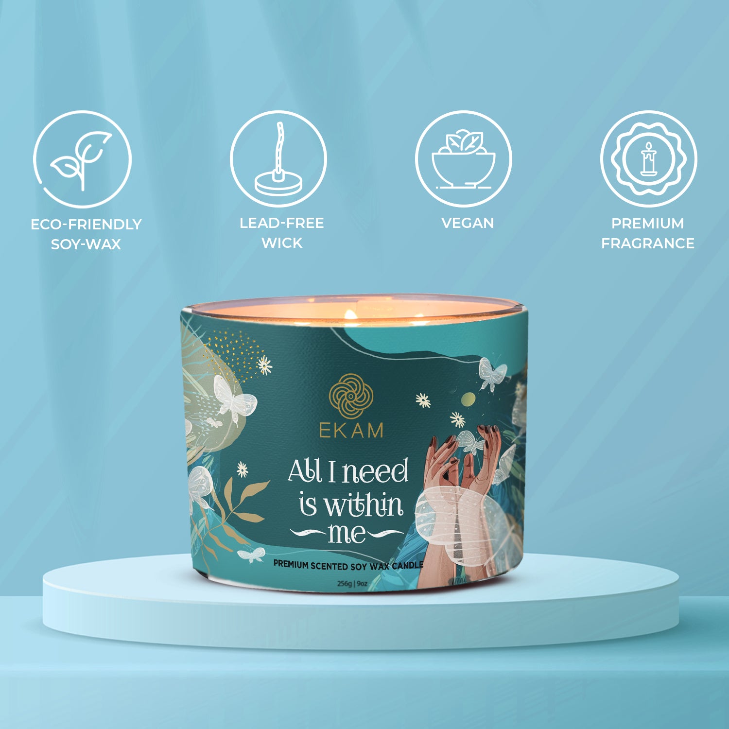 ALL I NEED IS WITHIN ME SCENTED 3 WICK CANDLE