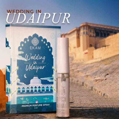 Pack of 4 Perfume Sprays-60 ml Chilling in Hauz Khas + 5 ml Destination Wedding in Udaipur, 5 ml Sightseeing in Barcelona, 5 ml Evenings in Santorini