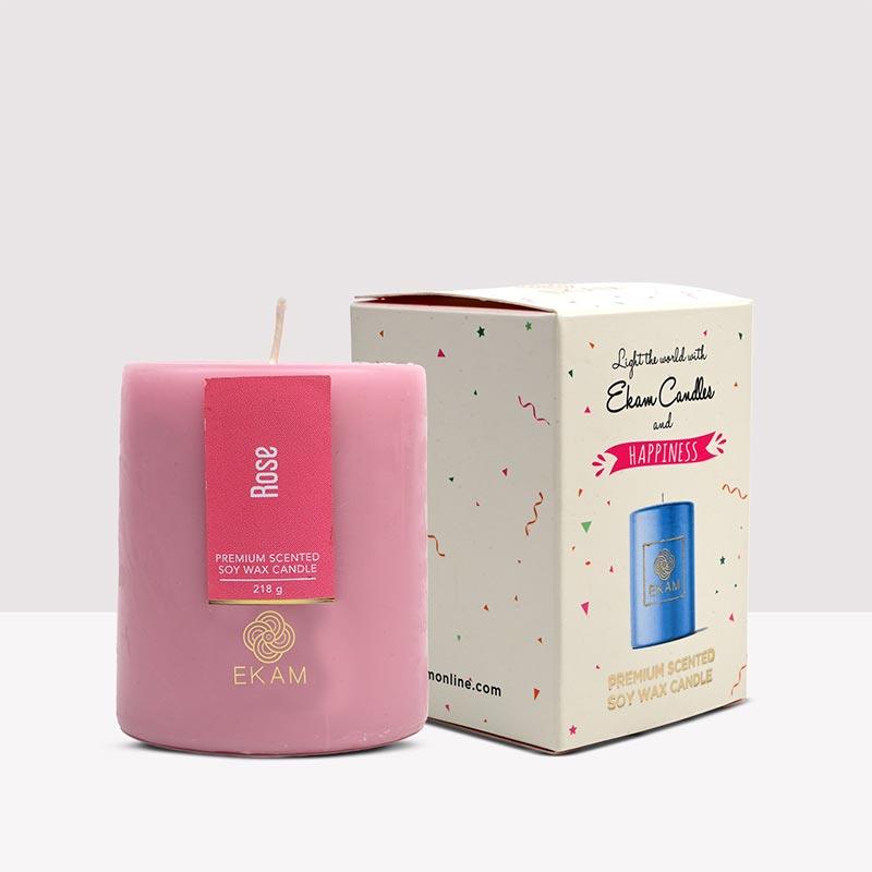 Rose Pillar Scented Candle