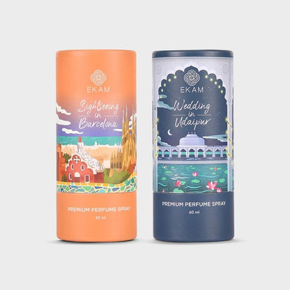 Pack of 2 Perfume Sprays - 60 ml (Sightseeing in Barcelona + Wedding in Udaipur)