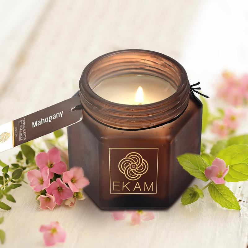 Mahogany Hexa Jar Scented Candle