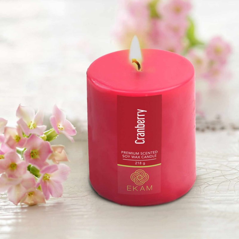 Cranberry Pillar Scented Candle
