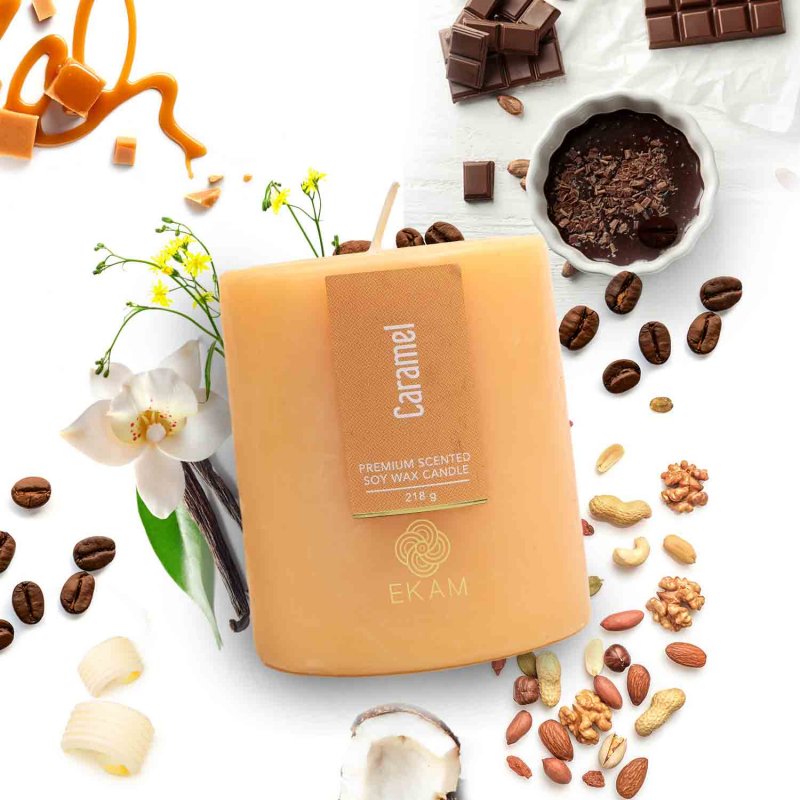 Caramel Pillar Scented Candle