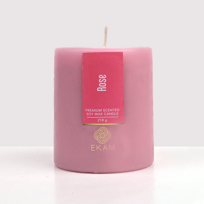 Rose Pillar Scented Candle