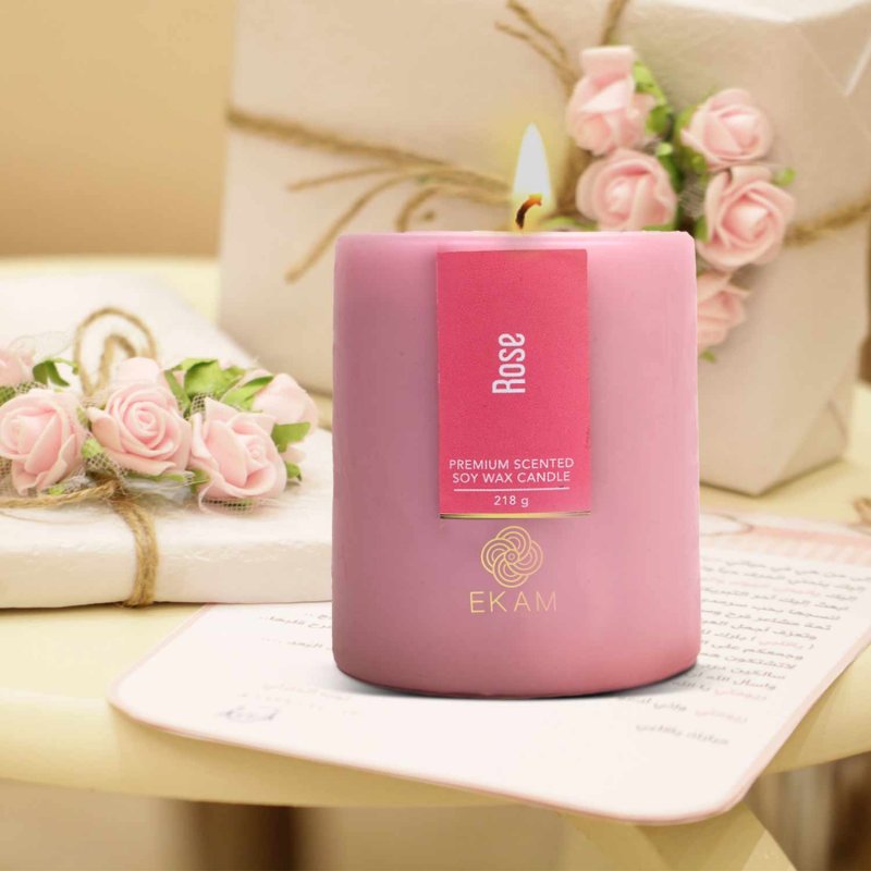 Rose Pillar Scented Candle