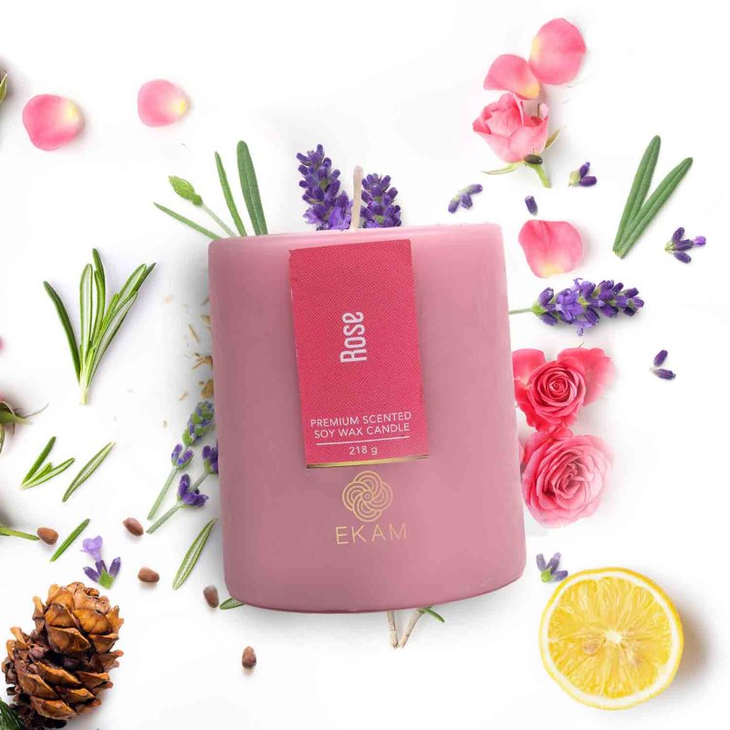 Rose Pillar Scented Candle