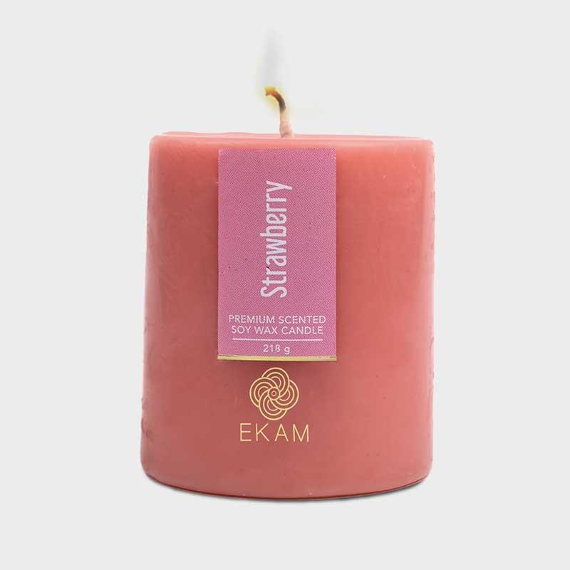 Strawberry Pillar Scented Candle