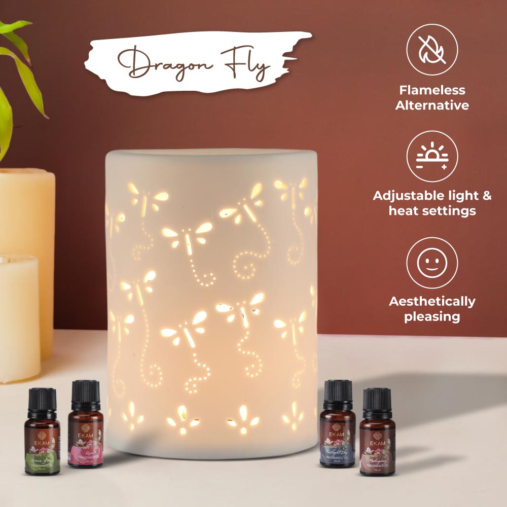 Dragonfly Premium Oil Warmer with 4 Fragrance Oil